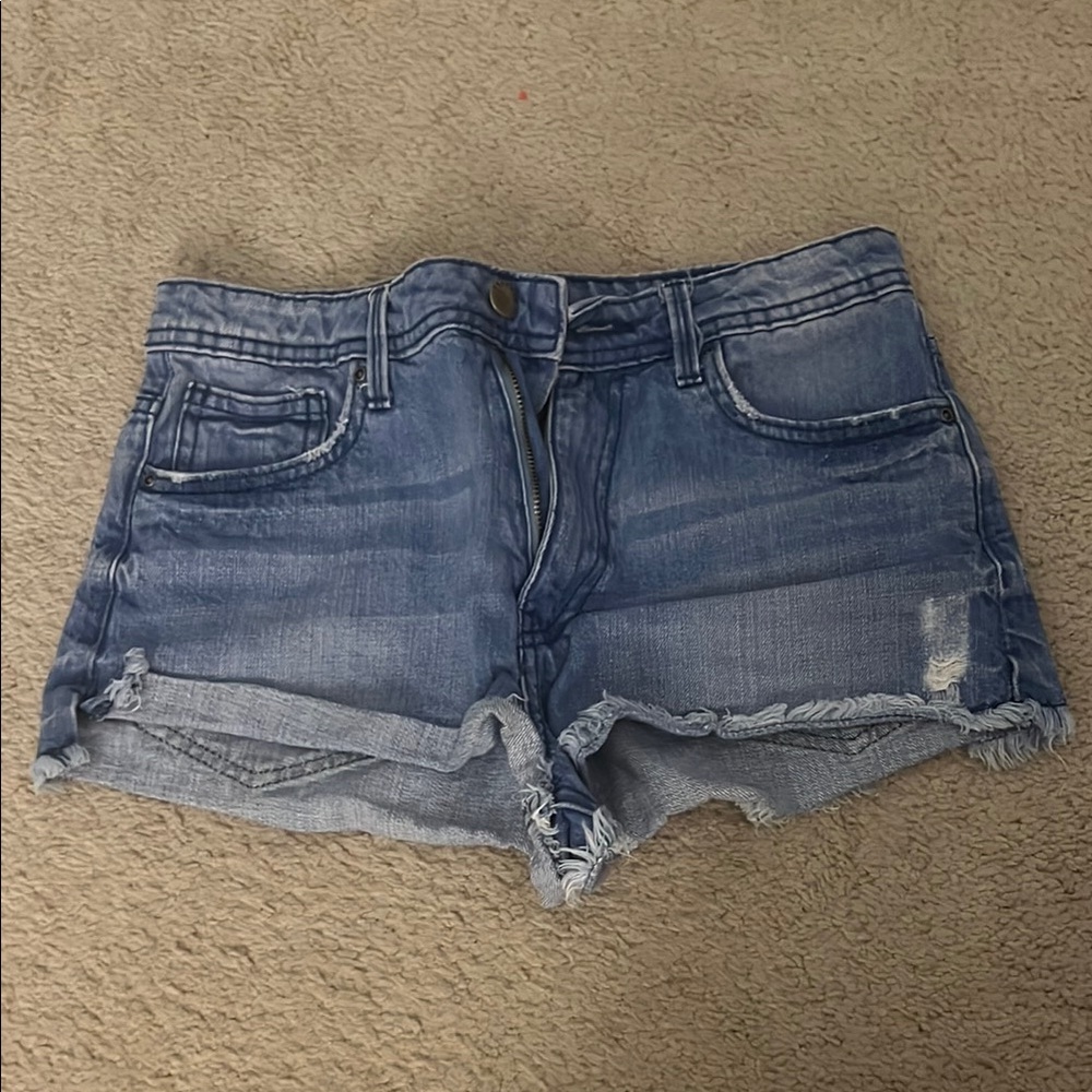 Forever 21 Blue Jean Shorts with Frayed Hem